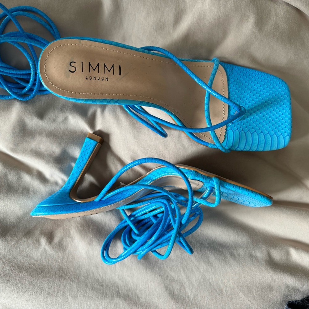 Blue lace up heels